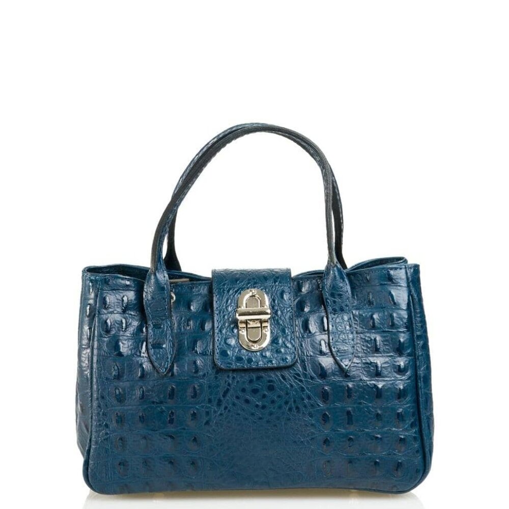 Small Genuine Leather Croc Embossed Tote Handbag